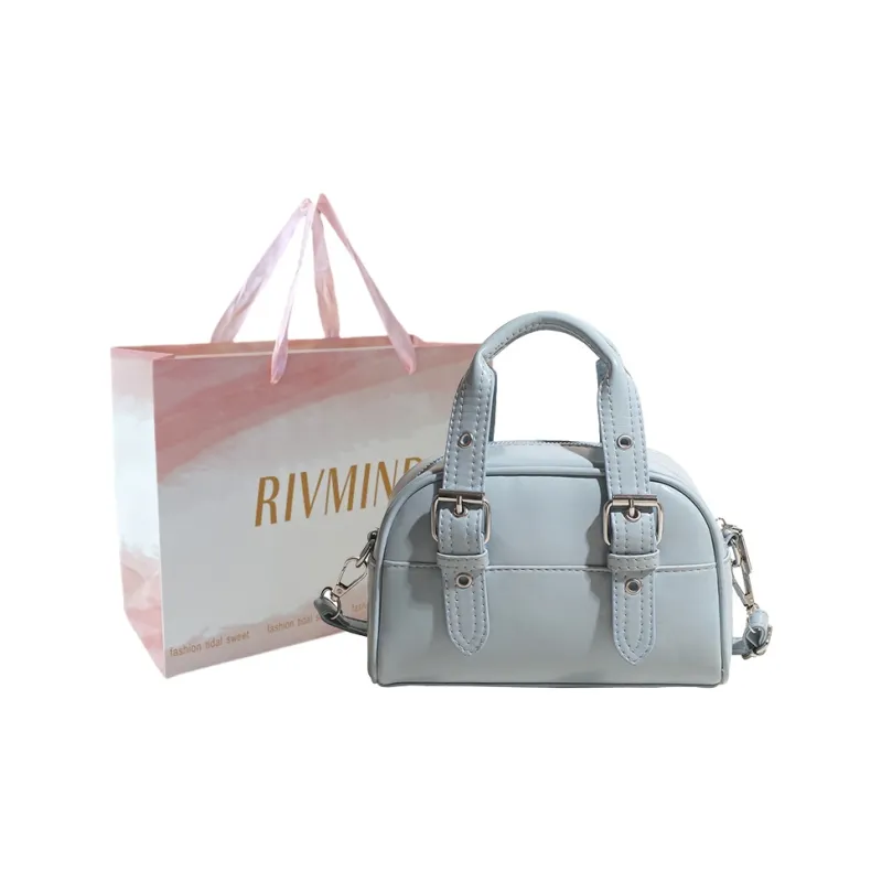 RIVMIND PU One Shoulder Handbag Women's Ecru/Pink/Light Blue/Red/Silver/Black-12