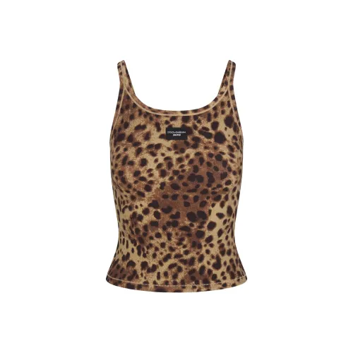 Skims X Dolce&Gabbana Cotton Rib Scoop Tank Leopard