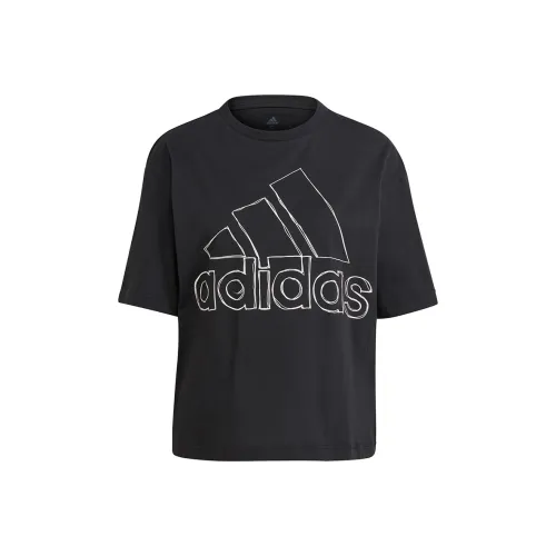 Adidas Drop Shoulder Sleeve T Shirt Women's Black