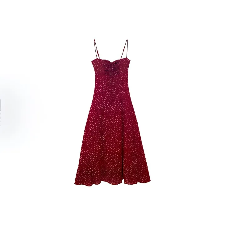 XIAOJUCHUANLI Slip Dress Women's Red-1