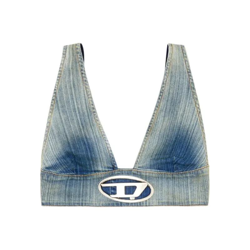 DIESEL De Elly S Oval D Plaque Denim Top-0