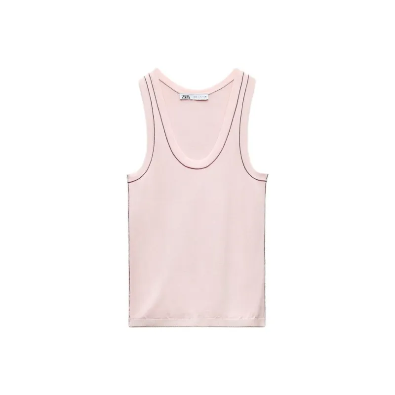 ZARA Tank Tops Women's Pink-0
