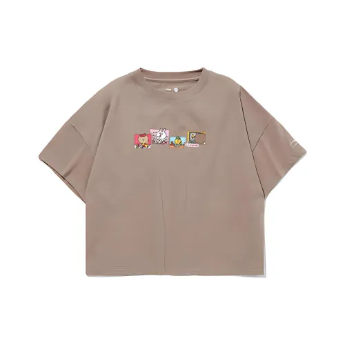 Line Friends X LINING T Shirts Women's Khaki