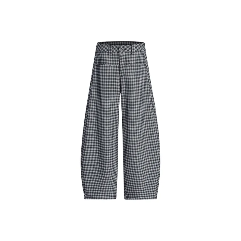 Kastinger Casual Pants Unisex Black White Plaid-0