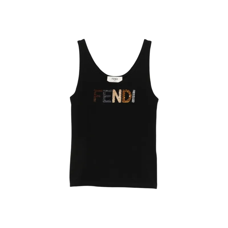 FENDI Logo Detailed Sleeveless Tank Top-0