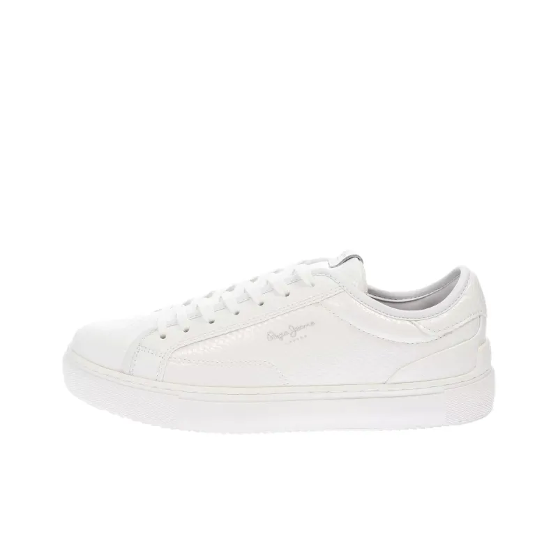 Pepe Jeans Adams Snaky Low Top Skateboard Shoes Women's White-0