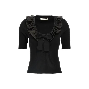 Alessandra Rich Bow Ruffled T Shirt