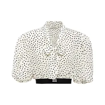 MIU MIU Women'ss Heart Print Crop Sun Shirt White
