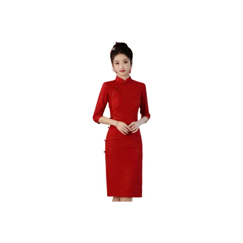 ENEESSI Spring Summer Release Cheongsam Skirt Women's Red