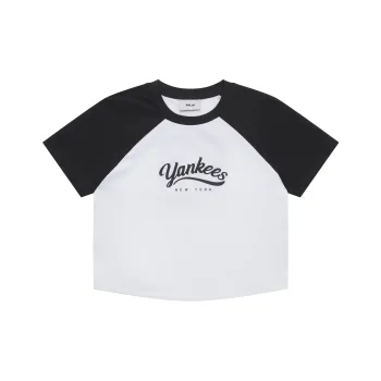 MLB Preppy Style Collection New York Yankees SS25 Raglan Sleeve T Shirt Women's Black