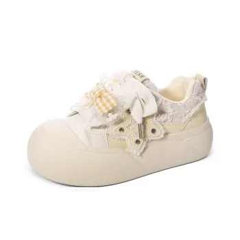 Nrillo Slip Resistant Cushioning Low Top Skateboard Shoes Women's Beige