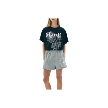 MARDI MERCREDI Three Flowers Collection SS25 T Shirt Women's Marine Blue White Korean Style