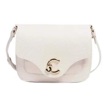 COCCINELLE C me Grain Leather Crossbody Bag, Shoulder Bag Small Size Women's White