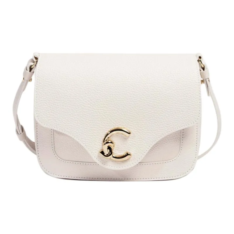 COCCINELLE C me Grain Leather Crossbody Bag, Shoulder Bag Small Size Women's White-0