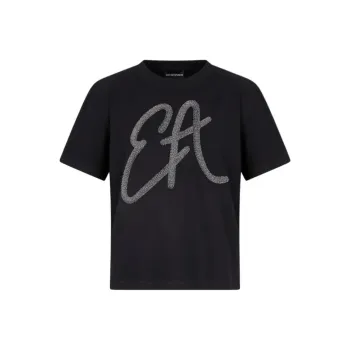 EMPORIO ARMANI Cotton jersey T shirt With Oversized Lurex Logo