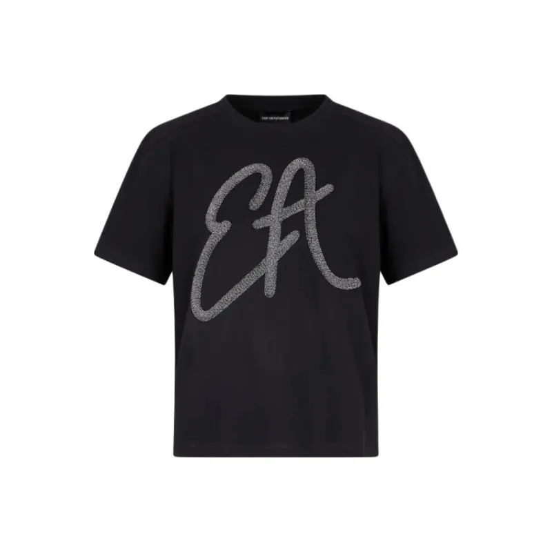 EMPORIO ARMANI Cotton jersey T shirt With Oversized Lurex Logo-0