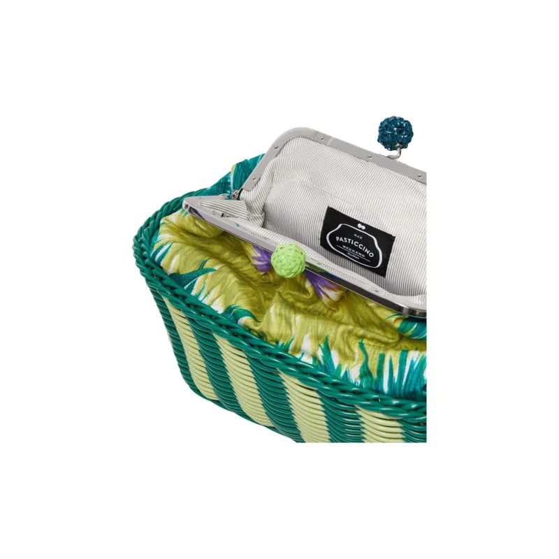 WEEKEND MaxMara Pasticcino Cotton Shoulder Bag Medium Size Women's Green-3