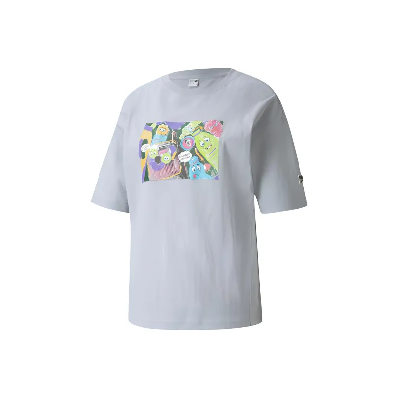 PUMA Set in Sleeve T Shirt Women's Gray Blue-0