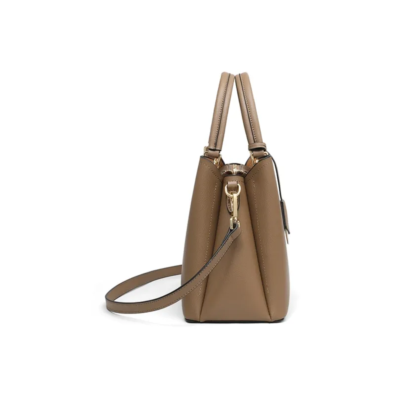 COMELY Cow Leather One Shoulder Handbag Women's Coffee-5