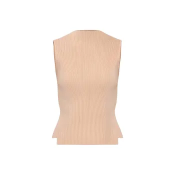Victoria Beckham Mock Neck Ribbed Knit Vest