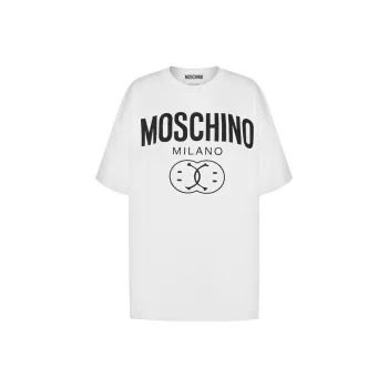 MOSCHINO FW23 Drop Shoulder Sleeve T-Shirt Women's White