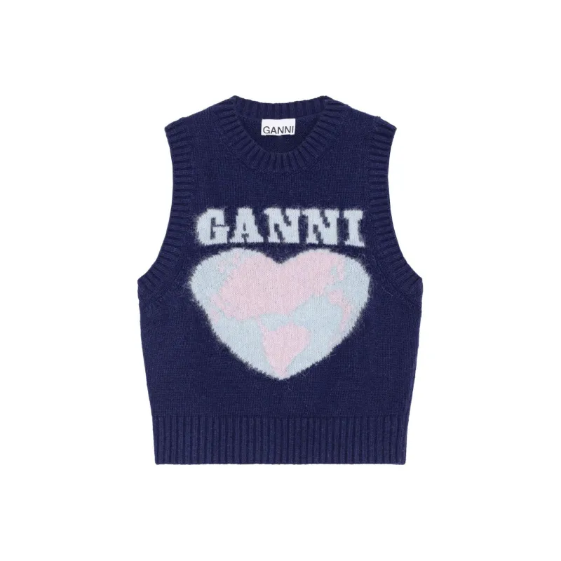 GANNI Heart Intarsia Knitted Vest-0
