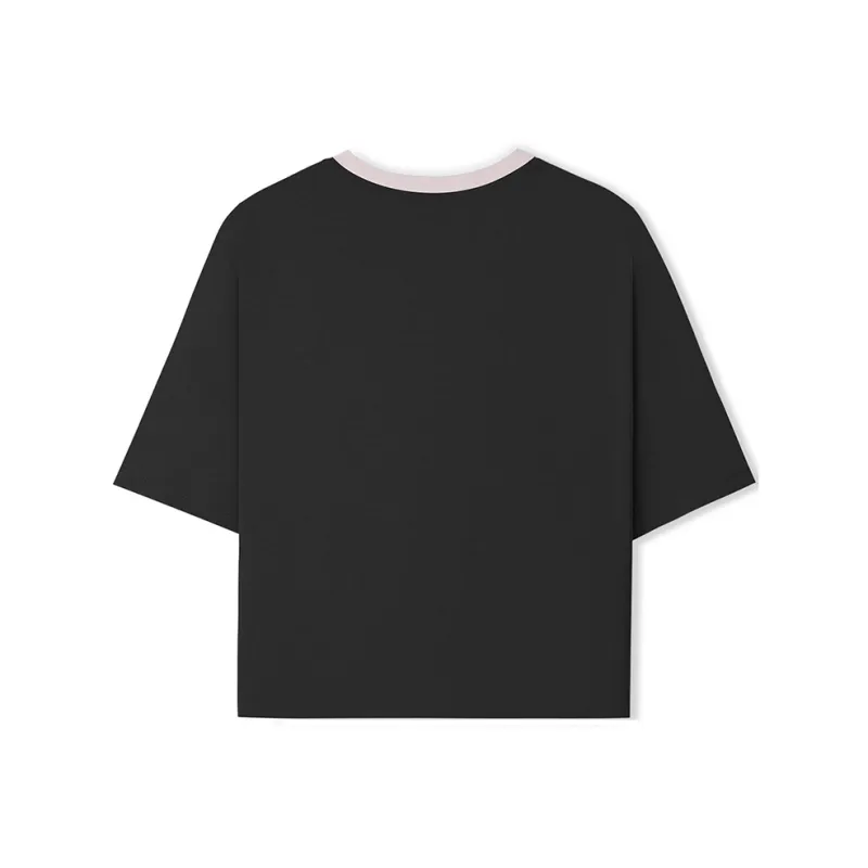 Skechers Drop Shoulder Sleeve T-Shirt Women's Carbon Black-1
