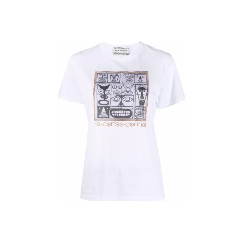 10 CORSO COMO Faces print Cotton T shirt-0