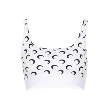 Marine Serre Moon Printed Jersey Sport Bra 'Optical White'