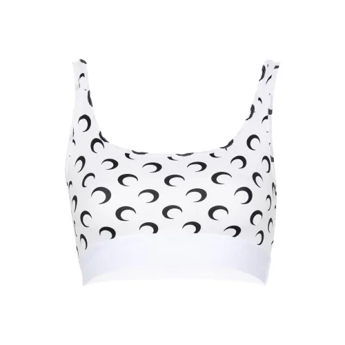 Marine Serre Moon Printed Jersey Sport Bra 'Optical White'
