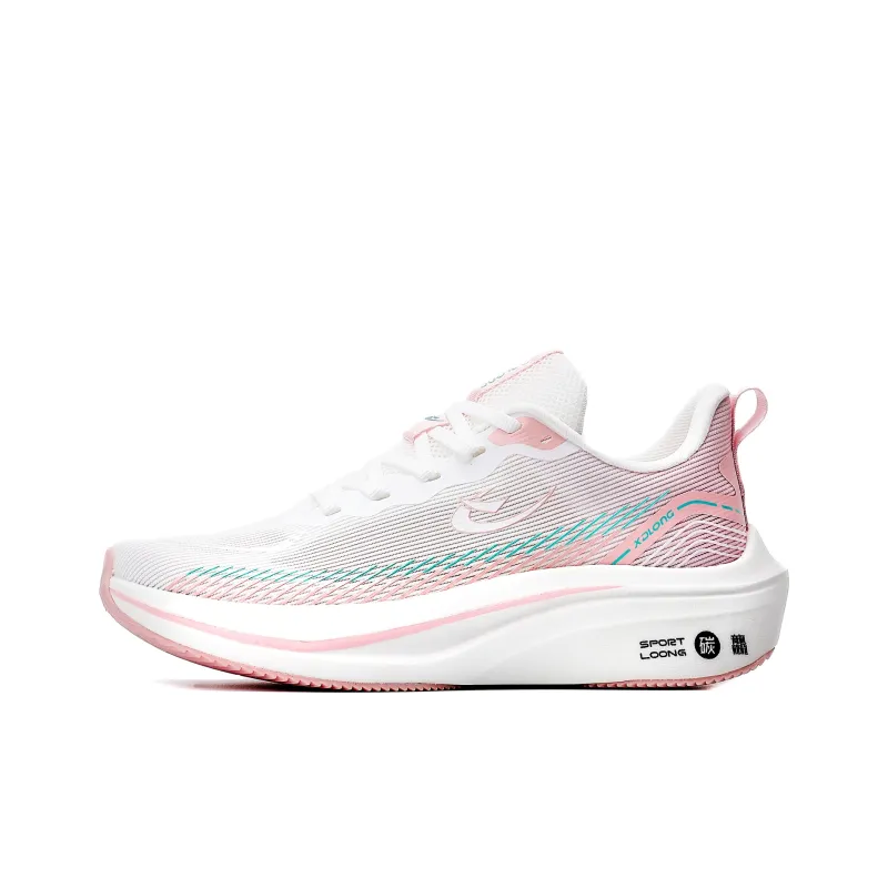 XIDELONG Cushioning Slip Resistant Low Top Carbon Plate Casual Running Shoes Women's White Pink-0