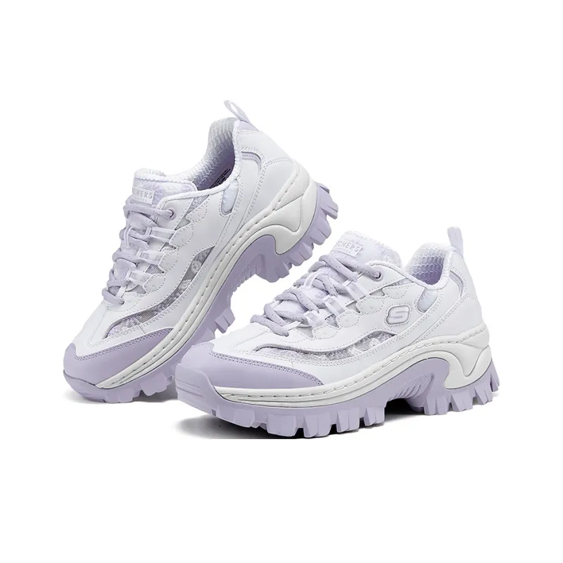 Skechers Street Anti Slip Wear Resistant Low Top Chunky Sneakers Women's White Purple-2