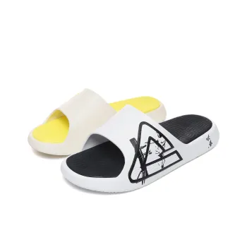 PEAK Attitude 7.0 Quiet Slip Resistant Cushioning Slide Slippers Men's Black Yellow Mismatched