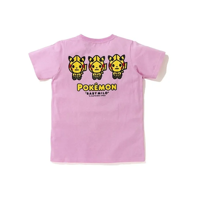 A BATHING APE X Pokemon Pikachu Ladies Pocket Tee Pink-2