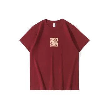 ZHONGBANGJICHU Drop Shoulder Sleeve T Shirt Unisex Burgundy