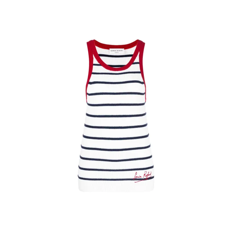 Sonia Rykiel Embroidered logo Striped Knitted Tank Top-0