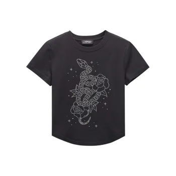 Ed Hardy Vintage Laser Diamond Slim Fit Casual Crew Neck Short Sleeved T Shirt Women's Black