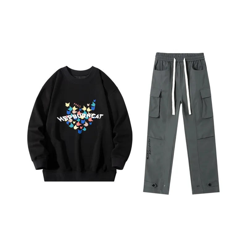 Hepburn Cat Sweatshirt Sets Unisex-10