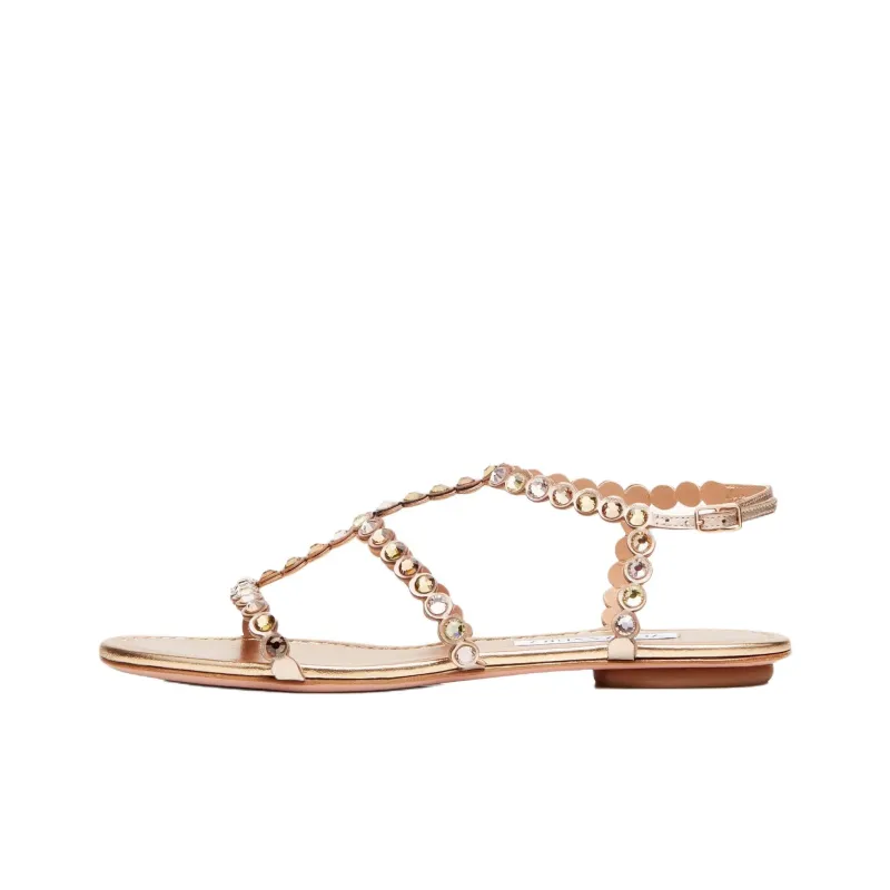 AQUAZZURA Tequila One Strap Sandals Women's Gold-0