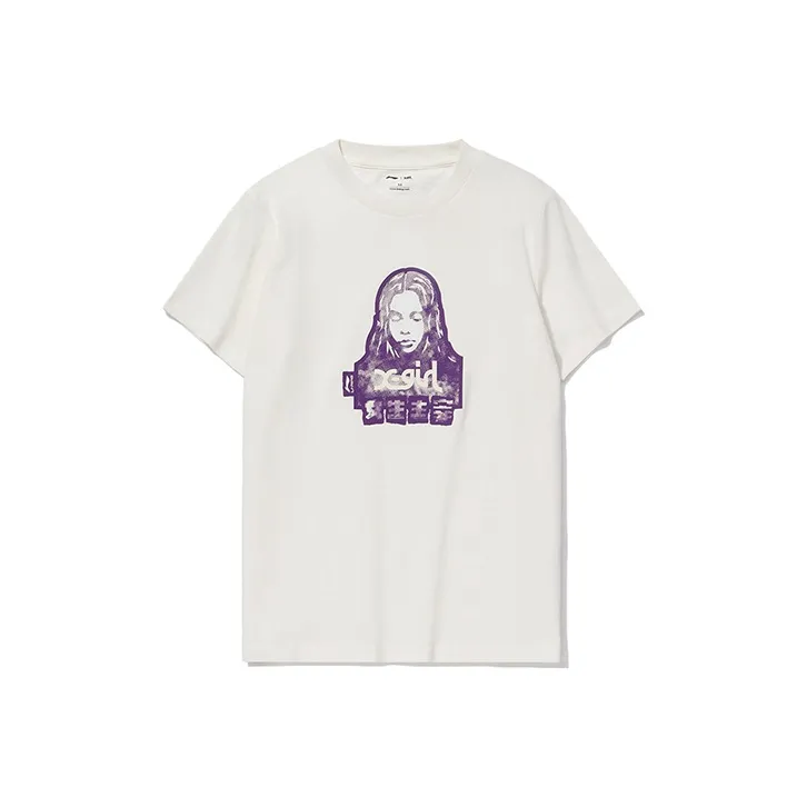 X-girl X LINING T-Shirts Women's Mist White-0