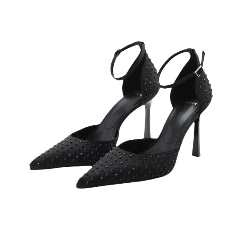 MANGO Slim Heel High Heels 9.4cm Women's Black-2