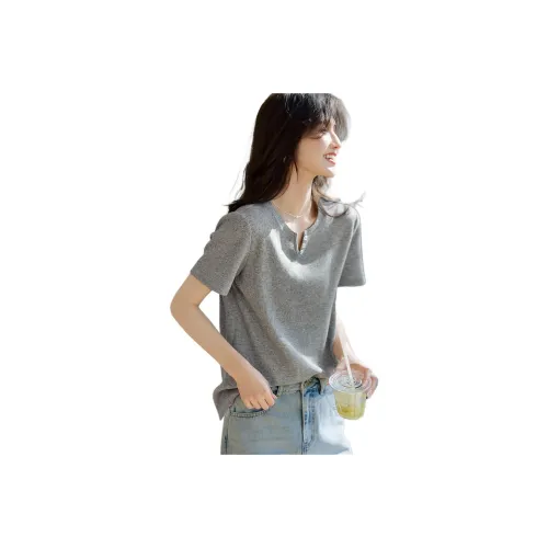 XWI Set in Sleeve T Shirt Women's Multicolor Dots Gray