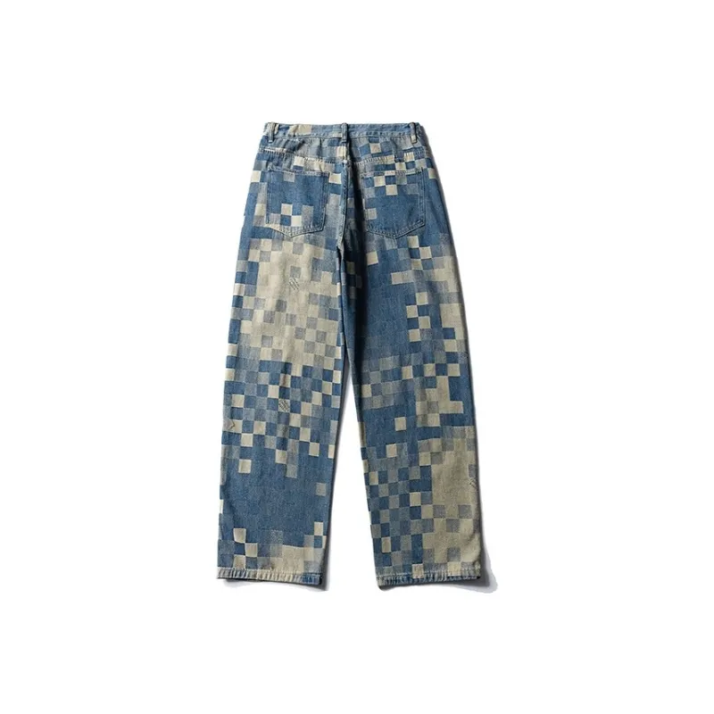 PANDA ADEVIL Jeans Unisex Plaid Blue-5