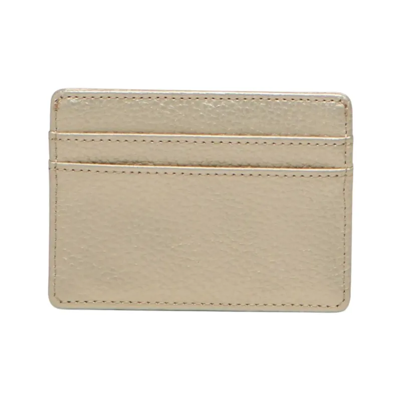 Herschel Litchi Grain Vegan Leather Money Clip Card Holder Unisex Gold-2