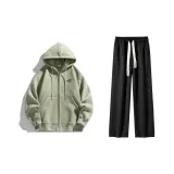 Set (Moss Green Top+Black Pants)