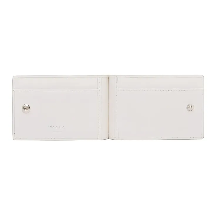 PRADA Leather Square Card Holder, Crossbody Card Holder Mini Women's White-2