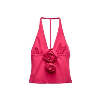 ZARA Tank Tops Women's Dark Purple Red