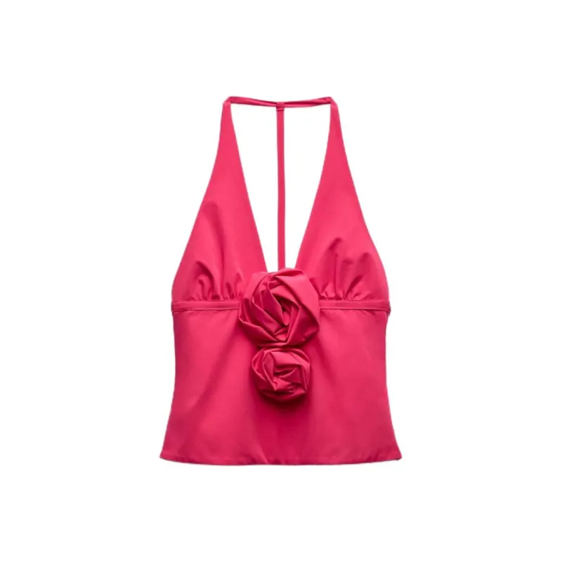 ZARA Tank Tops Women's Dark Purple Red-0