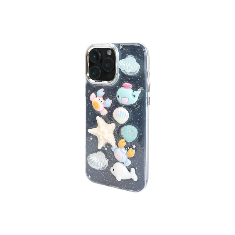 Wei Xin Acrylic Material 3D Effect Starfish Shell Phone Cases Compatible With IPhone 16/15 Pro Max/Apple 13/14 Pro/Max-2