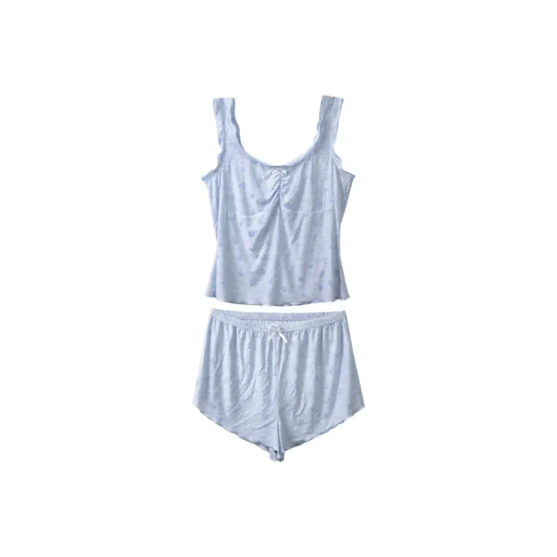 Lace Chili Pajama Set Women's Heather Gray Blue-0